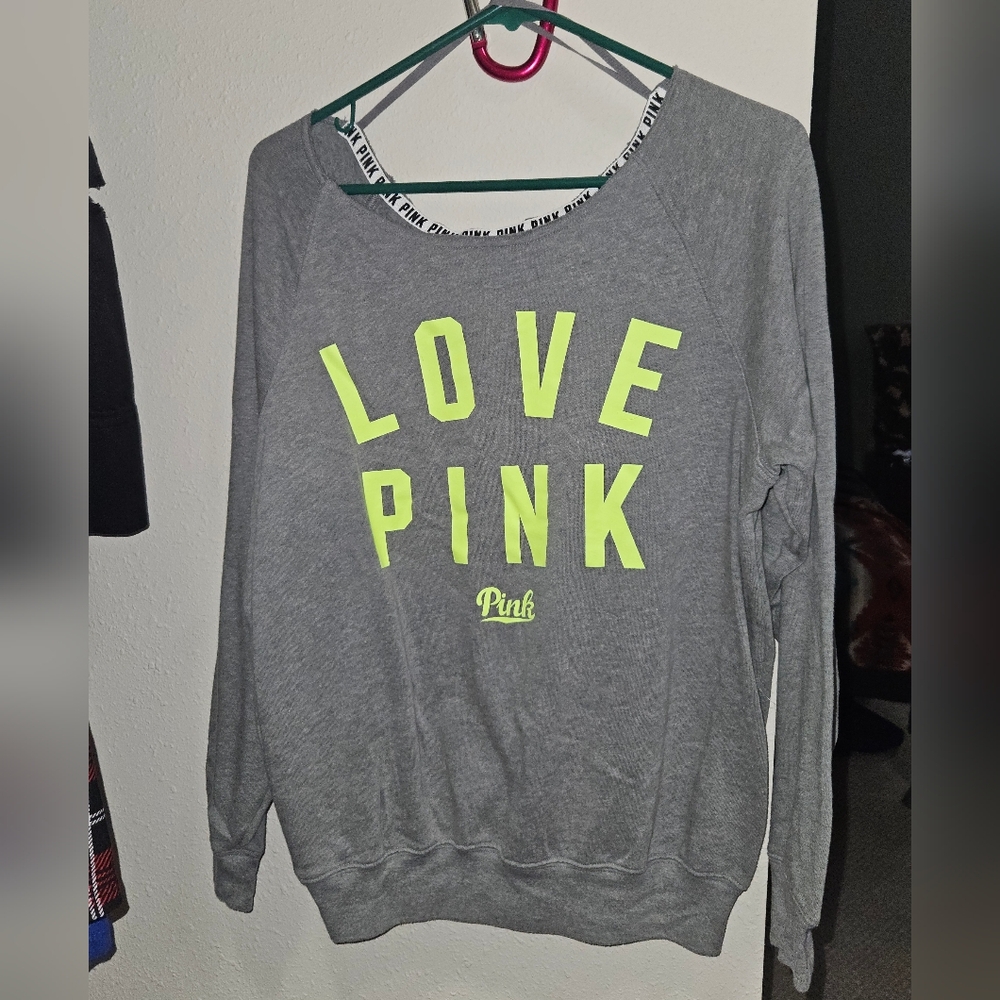 Victoria's Secret PINK Gray and Neon Green Top
